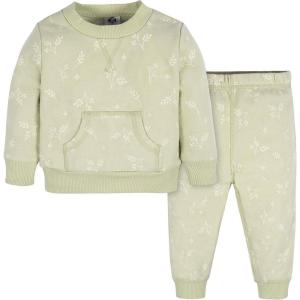 imageGerber Baby Girls Toddler 2piece Fleece Sweatshirt and Jogger SetGreen Leaves