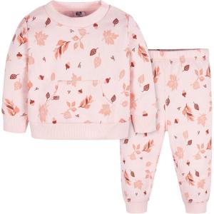 imageGerber Baby Girls Toddler 2piece Fleece Sweatshirt and Jogger SetOrange Foliage