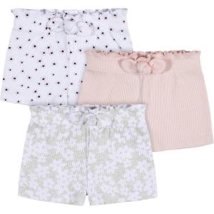 imageGerber Baby Girls Toddler 3Pack Pullon Knit ShortsPink Floral