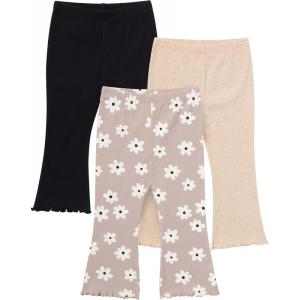 imageGerber Baby Girls Toddler MultiPack Premium LeggingsBrown Flowers  Oatmeal and Black