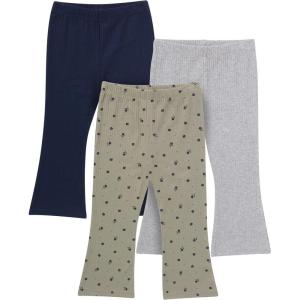 imageGerber Baby Girls Toddler MultiPack Premium LeggingsGreen Daisies  Blue and Gray