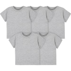 imageGerber Baby Toddler 5Pack Solid Short Sleeve TShirts Jersey 160 GSMHeather Grey
