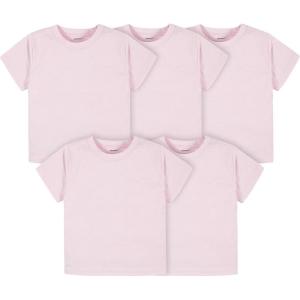 imageGerber Baby Toddler 5Pack Solid Short Sleeve TShirts Jersey 160 GSMLight Pink