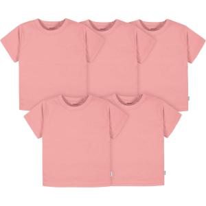 imageGerber Baby Toddler 5Pack Solid Short Sleeve TShirts Jersey 160 GSMMauve Pink