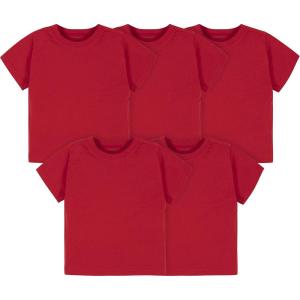 imageGerber Baby Toddler 5Pack Solid Short Sleeve TShirts Jersey 160 GSMRed