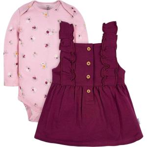 imageGerber babygirls Toddler 2 Piece Overall Dress SetPurple Floral
