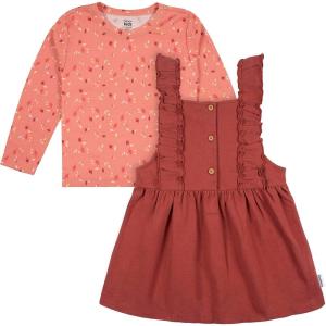 imageGerber babygirls Toddler 2 Piece Overall Dress SetToddler Orange Leaves