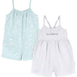 imageGerber babygirls Toddler 2pack Sleeveless Romper JumpsuitLight Grey and Sand Dollars