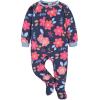 imageGerber Baby Girls Toddler Loose Fit Flame Resistant Fleece Footed Pajamas 2PackFloral Blue