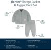 imageGerber Baby ampamp Toddler Boys Sherpa Jacket and Jogger Pant SetKind Human Gray