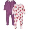 imageGerber BabyGirls 4Pack Footed PajamasApple and Woodland Floral