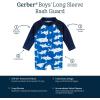imageGerber Boys Toddler Long Sleeve One Piece Sun Protection Rashguard SwimsuitBlue and White Sharks