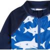 imageGerber Boys Toddler Long Sleeve One Piece Sun Protection Rashguard SwimsuitBlue and White Sharks