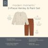 imageModern Moments by Gerber Boys Baby and Toddler Henley Shirt with Corduroy Pant SetLight Beige Trees