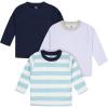 imageGerber Baby Boys Toddler 3Pack Long Sleeve Pocket TeesBlue Stripes  Solids