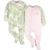 imageGerber Baby Girls Toddler Loose Fit Flame Resistant Fleece Footed Pajamas 2PackPink Deer