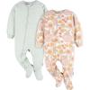 imageGerber Baby Girls Toddler Loose Fit Flame Resistant Fleece Footed Pajamas 2PackPink Green Floral
