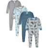 imageGerber BabyBoys 4Pack Footed PajamasEverybody Roar  Lets Go Exploring