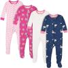 imageGerber BabyGirls 4Pack Footed PajamasDreams Rainbows Pink