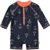 imageGerber Boys Toddler Long Sleeve One Piece Sun Protection Rashguard SwimsuitBlue Anchor