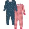 imageModern Moments by Gerber Unisex Baby Viscose Holiday 2Pack Tight Fitting Footless PajamasBlue Umbrella