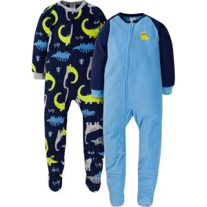 imageGerber Baby Boys 2Pack Blanket SleeperCloseoutBlue Dinos