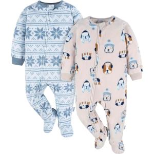 imageGerber Baby Boys 2Pack Blanket SleeperCloseoutDogBlue Fairisle