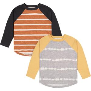 imageGerber Baby Boys Toddler 2Pack Long Sleeve Pocket TeesGrey  Rust Tie Dye