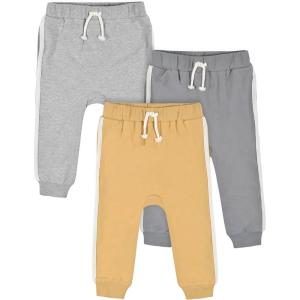 imageGerber Baby Boys Toddler 3Pack Jogger PantsMustard and Grey