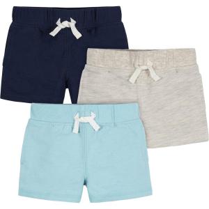 imageGerber Baby Boys Toddler 3Pack Pullon Knit ShortsBlue  Gray