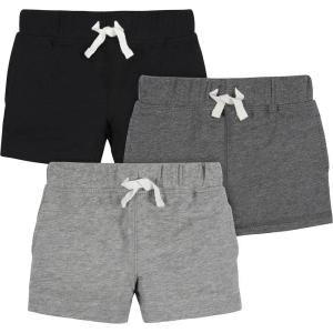 imageGerber Baby Boys Toddler 3Pack Pullon Knit ShortsGray  Black