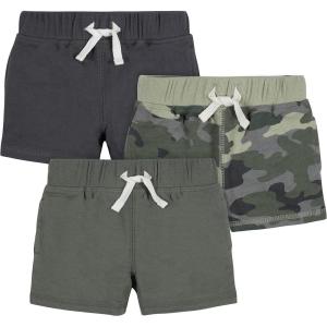 imageGerber Baby Boys Toddler 3Pack Pullon Knit ShortsGreen Camo