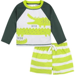 imageGerber Baby Boys Toddler Long Sleeved Rashguard Swim Bathing Suit SetGreen Gator