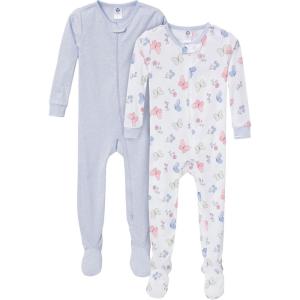 imageGerber Baby Girls 2Pack Footed PajamasButterflies