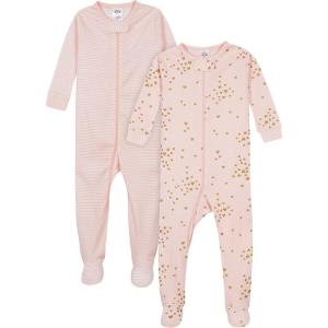 imageGerber Baby Girls 2Pack Footed PajamasLove Pink