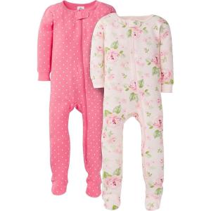 imageGerber Baby Girls 2Pack Footed PajamasPink Rose
