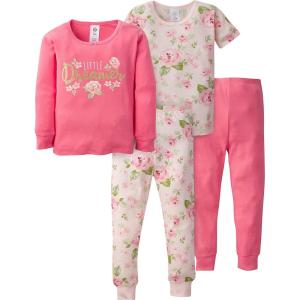 imageGerber Baby Girls Toddler Snug Fit 4Piece Pajama SetPink Rose