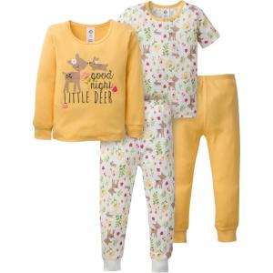 imageGerber Baby Girls Toddler Snug Fit 4Piece Pajama SetYellow Deer