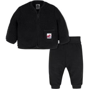 imageGerber Baby ampamp Toddler Boys Sherpa Jacket and Jogger Pant SetBlack Moose