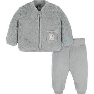 imageGerber Baby ampamp Toddler Boys Sherpa Jacket and Jogger Pant SetKind Human Gray