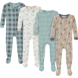 imageGerber BabyBoys 4Pack Footed PajamasDesert Animals