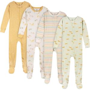 imageGerber BabyBoys 4Pack Footed PajamasSafari