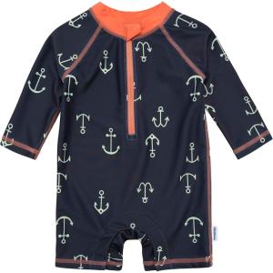 imageGerber Boys Toddler Long Sleeve One Piece Sun Protection Rashguard SwimsuitBlue Anchor