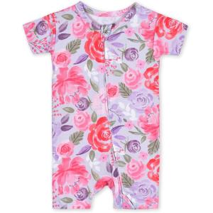imageGerber Unisex Baby Buttery Soft Short Sleeve Romper with Viscose Made from EucalyptusLilac Garden