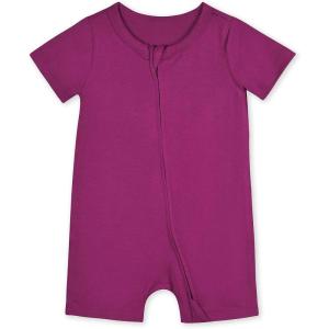 imageGerber Unisex Baby Buttery Soft Short Sleeve Romper with Viscose Made from EucalyptusRaspberry