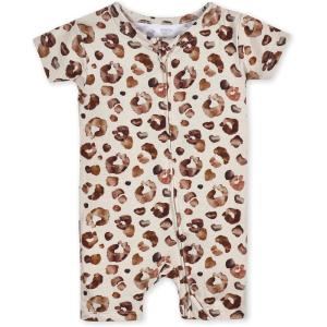 imageGerber Unisex Baby Buttery Soft Short Sleeve Romper with Viscose Made from EucalyptusSpotted Leopard