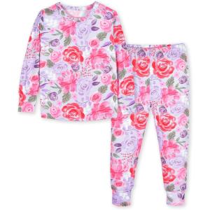 imageGerber Unisex Baby Toddler Buttery Soft 2Piece Snug Fit Pajamas with Viscose Made from EucalyptusLilac Garden