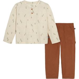 imageModern Moments by Gerber Boys Baby and Toddler Henley Shirt with Corduroy Pant SetLight Beige Trees
