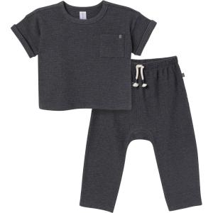 imageModern Moments by Gerber Boys Baby and Toddler Honey Comb Sweater Knit Top and Pant SetCharcoal Heather
