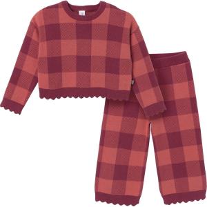 imageModern Moments by Gerber Girls Baby and Toddler Jacquard 2piece Sweater SetDk Rose Large Check